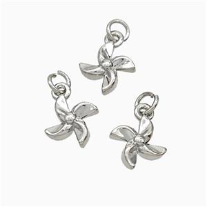 Windmill Charms Copper Pendant Platinum Plated, approx 8mm [FD19636]