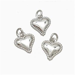 Copper Heart Pendant Platinum Plated, approx 8mm [FD19638]