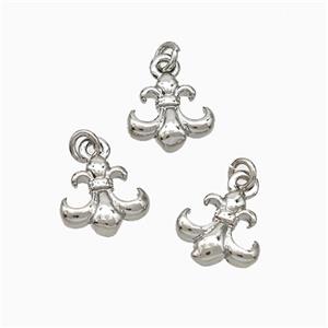 Copper Pendant Fleur De Lis Platinum Plated, approx 8-9mm [FD19644]