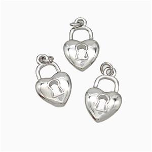 Copper Heart Lock Pendant Platinum Plated, approx 8-10mm [FD19646]