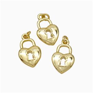 Copper Heart Lock Pendant Gold Plated, approx 8-10mm [FD19647]