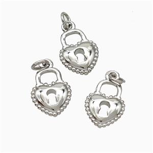 Copper Heart Lock Pendant Platinum Plated, approx 8-10mm [FD19648]
