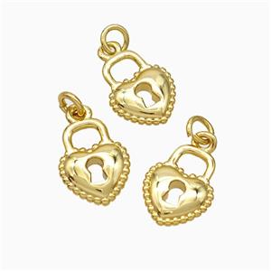 Copper Heart Lock Pendant Gold Plated, approx 8-10mm [FD19649]