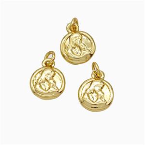 Copper Mother Pendant Love Gold Plated, approx 8mm [FD19651]