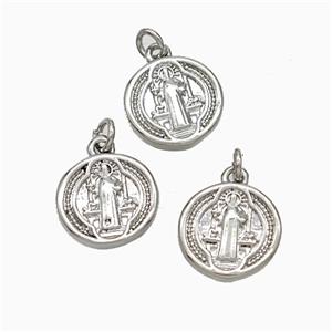 Copper Jesus Pendant Platinum Plated, approx 10mm [FD19652]