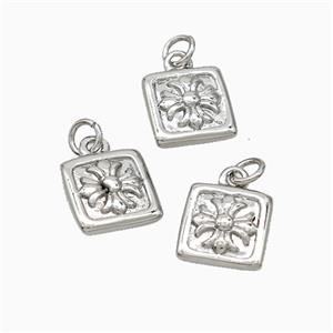 Copper Cross Pendant Square Platinum Plated, approx 8mm [FD19654]
