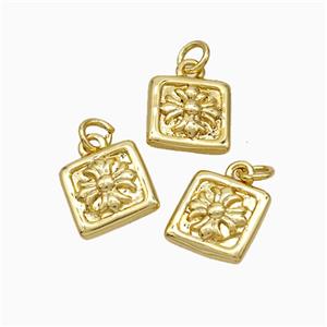 Copper Cross Pendant Square Gold Plated, approx 8mm [FD19655]