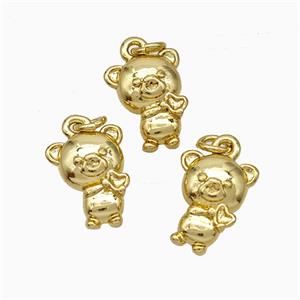 Copper Pig Charms Pendant Gold Plated, approx 8-10mm [FD19661]