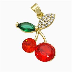Copper Cherry Pendant Pave Zirconia Gold Plated, approx 17-20mm [FD19671]