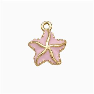 Copper Starfish Pendant Pink Enamel Gold Plated, approx 11.5mm [FD19672]
