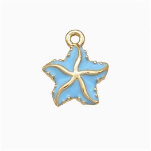 Copper Starfish Pendant Blue Enamel Gold Plated, approx 11.5mm [FD19673]