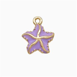 Copper Starfish Pendant Lavender Enamel Gold Plated, approx 11.5mm [FD19674]