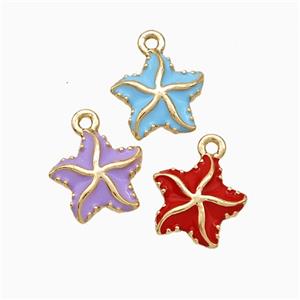 Copper Starfish Pendant Enamel Gold Plated Mixed, approx 11.5mm [FD19676]