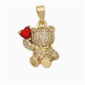 Copper Bear Pendant Pave Zirconia Gold Plated, approx 13-16mm [FD19699]