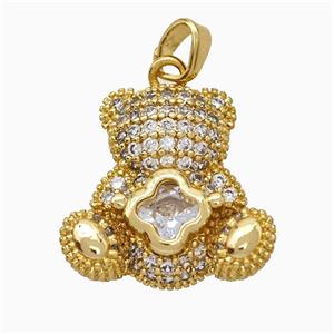 Copper Bear Pendant Pave Zirconia Gold Plated, approx 18-20mm [FD19707]
