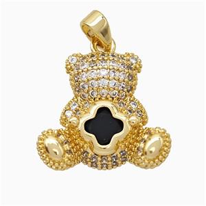Copper Bear Pendant Pave Zirconia Gold Plated, approx 18-20mm [FD19709]