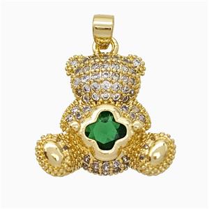 Copper Bear Pendant Pave Zirconia Gold Plated, approx 18-20mm [FD19710]