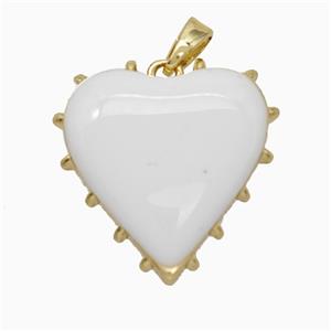 Copper Heart Pendant White Enamel Gold Plated, approx 20mm [FD19726]