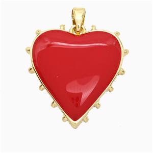 Copper Heart Pendant Red Enamel Gold Plated, approx 20mm [FD19727]