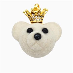 Resin Bear Pendant With Copper Crown Pave Zirconia Gold Plated, approx 20-22mm [FD19729]