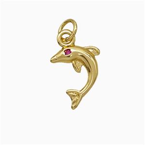 Copper Dolphin Pendant Pave Zirconia Gold Plated, approx 10-13mm [FD19746]