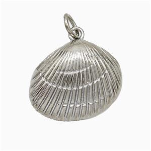 Copper Scallop Shell Pendant Platinum Plated, approx 15-17mm [FD19754]