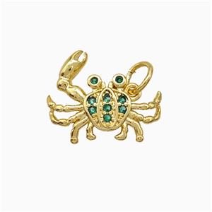 Copper Crab Pendant Pave Zirconia Gold Plated, approx 13-15mm [FD19761]