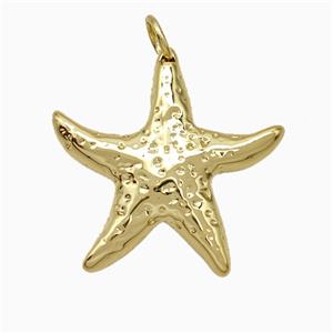Copper Starfish Pendant Hammered Gold Plated, approx 20mm [FD19762]