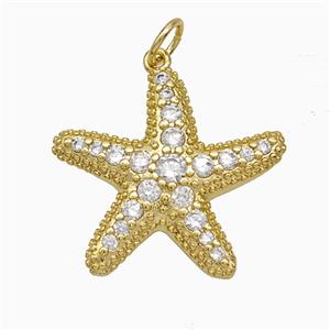 Copper Starfish Pendant Pave Zirconia Gold Plated, approx 21mm [FD19770]