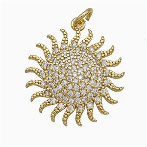 Copper Sunflower Pendant Pave Zirconia Gold Plated, approx 20mm [FD19771]