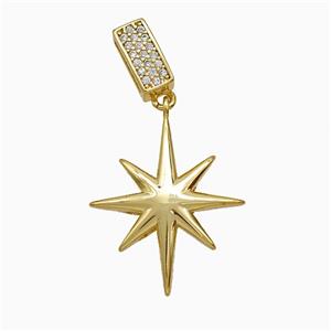 Copper Northstar Pendant Pave Zirconia Gold Plated, approx 17-20mm, 4-8mm [FD19772]