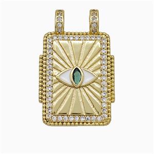 Copper Tarot Card Pendant Micropave Zirconia Eye 2loops Gold Plated, approx 17-26mm [FD19787]