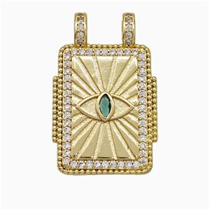 Copper Tarot Card Pendant Micropave Zirconia Eye 2loops Gold Plated, approx 17-26mm [FD19788]