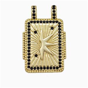 Copper Tarot Card Pendant Micropave Zirconia Sun 2loops Gold Plated, approx 17-26mm [FD19797]