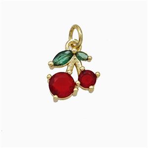 Copper Cherry Pendant Pave Zirconia Gold Plated, approx 10mm [FD19804]