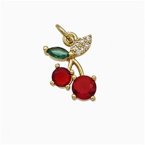 Copper Cherry Pendant Pave Zirconia Gold Plated, approx 10-14mm [FD19805]