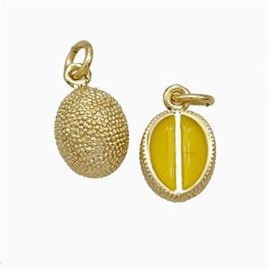 Copper Durian Pendant Yellow Enamel Gold Plated, approx 8-10mm [FD19808]