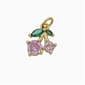 Copper Cherry Pendant Pave Zirconia Gold Plated, approx 10mm [FD19809]