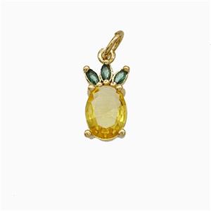 Copper Pineapple Pendant Pave Zirconia Gold Plated, approx 6-12mm [FD19811]