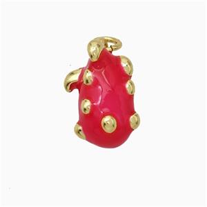 Copper Pitaya Charms Pendant Red Enamel Gold Plated, approx 8-13mm [FD19813]