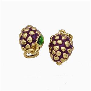 Copper Litchi Pendant Purple Enamel Gold Plated, approx 8-10mm [FD19831]