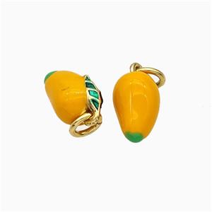 Copper Mango Pendant Yellow Enamel Gold Plated, approx 7-10mm [FD19835]