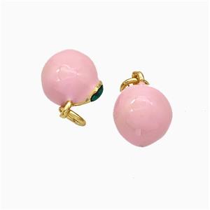 Copper Peach Fruit Pendant Pink Enamel Gold Plated, approx 8-10mm [FD19837]