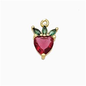Copper Cherry Pendant Pave Crystal Glass Gold Plated, approx 8-10mm [FD19839]