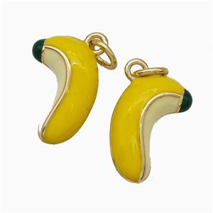 Copper Banana Pendant Yellow Enamel Gold Plated, approx 10-16mm [FD19842]