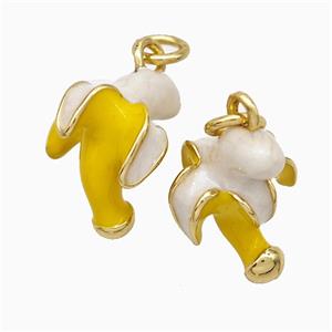 Copper Banana Pendant Yellow White Enamel Gold Plated, approx 11-16mm [FD19843]