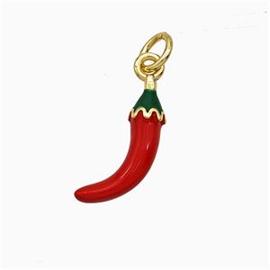 Copper Chili Pendant Red Enamel Gold Plated, approx 3-15mm [FD19844]