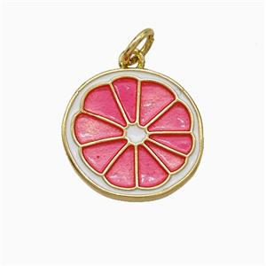 Copper Lemon Sliced Pendant Pink Painted Gold Plated, approx 15-16mm [FD19846]