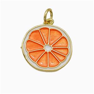 Copper Lemon Sliced Pendant Orange Painted Gold Plated, approx 15-16mm [FD19847]