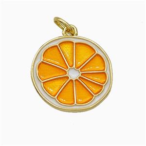 Copper Lemon Sliced Pendant Orange Painted Gold Plated, approx 15-16mm [FD19848]